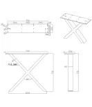 Kovinski okvir za mizo 710×700 mm, X oblika