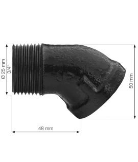 Rusticline koleno 3/4", 45°, RT-79, črno