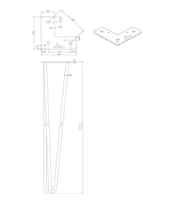 Komplet 4 kosov hairpin nog – 710 mm