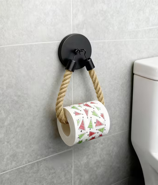 Toilet Paper Holder or Towel Holder with Rope, Rustic Style