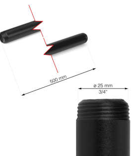 Rusticline cev 3/4", 500 mm, RT-13, črna
