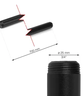 Cev Rusticline 3/4", 700 mm, RT-14, črna