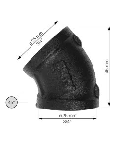 Rusticline koleno 3/4", 45°, RT-4, črno