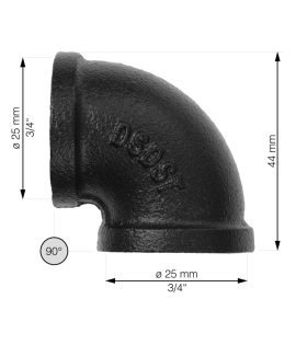Rusticline koleno 3/4", 90°, RT-5, črno