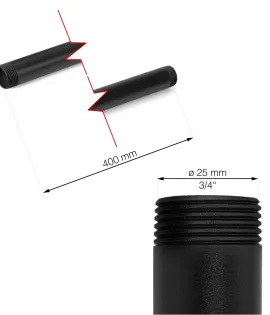 Rusticline cev 3/4", 400 mm, RT-31, črna
