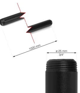 Cev Rusticline 3/4", 1000 mm, RT-32, črna