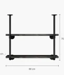 Dvojna polica Rusticline za pritrditev na strop