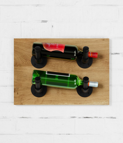 Rusticline Bottle Holder – wall‑mounted steel design