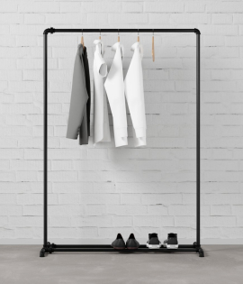 FREJA I - Rusticline clothes rack with shoe bar, freestanding, 1100x1580 mm