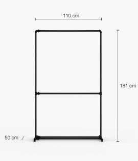 FREJA I - Rusticline clothes rack with shoe bar, freestanding, 1100x1810 mm