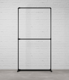 FREJA I - Rusticline dress stand with shoe bar, free standing, 1100x2100mm