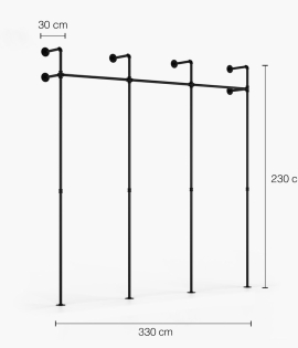 DARIO III SINGLE - Rusticline wardrobe set, wall mounting, 3330x2300mm