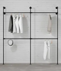 DARIO II DOUBLE - Garderobni komplet Rusticline, stenska montaža, 2220x2320mm