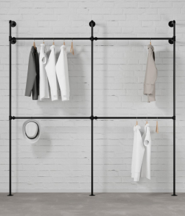 DARIO II DOUBLE - Garderobni komplet Rusticline, stenska montaža, 2220x2320mm