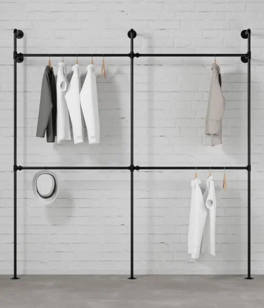 DARIO II DOUBLE - Garderobni komplet Rusticline, stenska montaža, 2220x2320mm