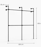 DARIO II DOUBLE - Garderobni komplet Rusticline, stenska montaža, 2220x2320mm