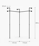DARIO II KOTNI - Garderobni komplet Rusticline, stenska montaža, 1110x1110x2300mm
