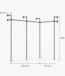 DARIO III KOTNI - Garderobni komplet Rusticline, stenska montaža, 2220x1110x2300mm