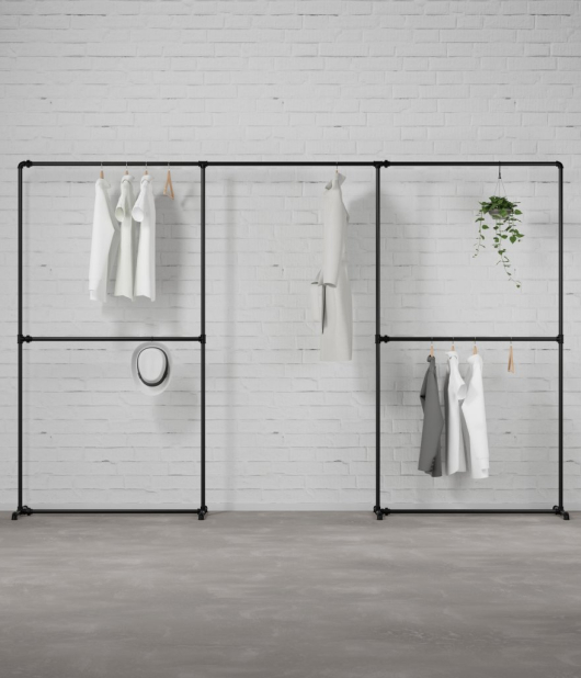 FREJA V - Rusticline clothes rack, free standing, 3300x2100mm